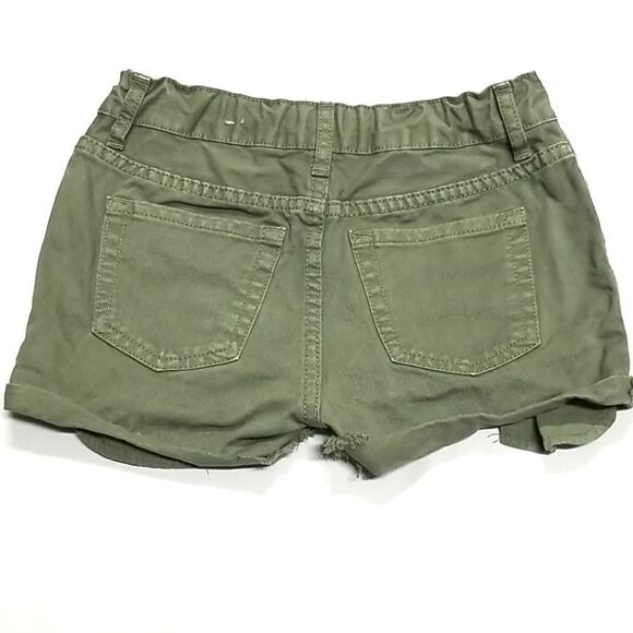 Place Shorts Distressed Raw Hem Girls Size 6X/7 Kids 100% Cotton Olive Green - Picture 2 of 7